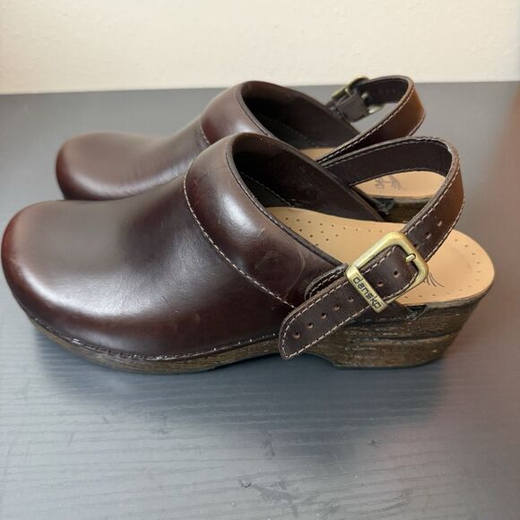 Dansko Clogs Slingback Brown Leather Womens Size US 7.5 / 8 EU 38 - Picture 9 of 16